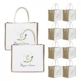 Custom jute & canvas joint shopping tote bags